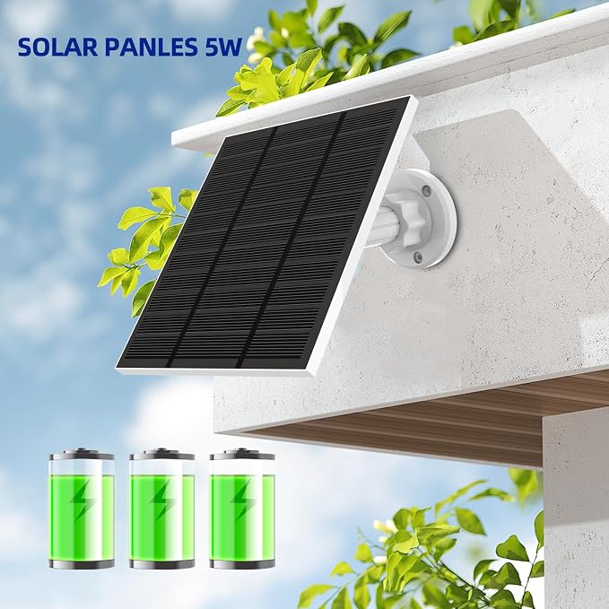 Solar Panels for Ring Camera Outdoor (New Generation)) 5W 5V Solar Panel Charger with USB-C&plug for Spotlight Cam Plus&stick up Cam Pro.Waterproof IP65 360°adjustable 10FT Cable (White, 3)