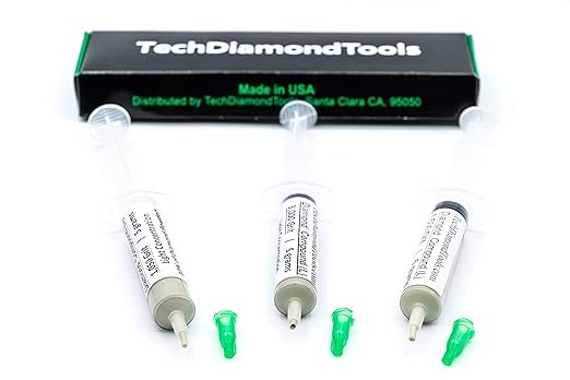 TechDiamondTools Kit of 3 Diamond Polishing Compound Polishing Paste USA Made 1050 1500 3000 Grit for Marble Glass Metal Rock Jewelry Resin Silver Gemstone with 10% of Diamond Powder