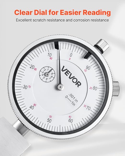 VEVOR Depth Gauge, Depth Micrometer 0-22 inch Measuring Range, 0.001" Resolution, with 4 Anvils & 6 Standard Rods, Precision Easy to Read Mechanical Tool for Measuring Groove, Step, Hole