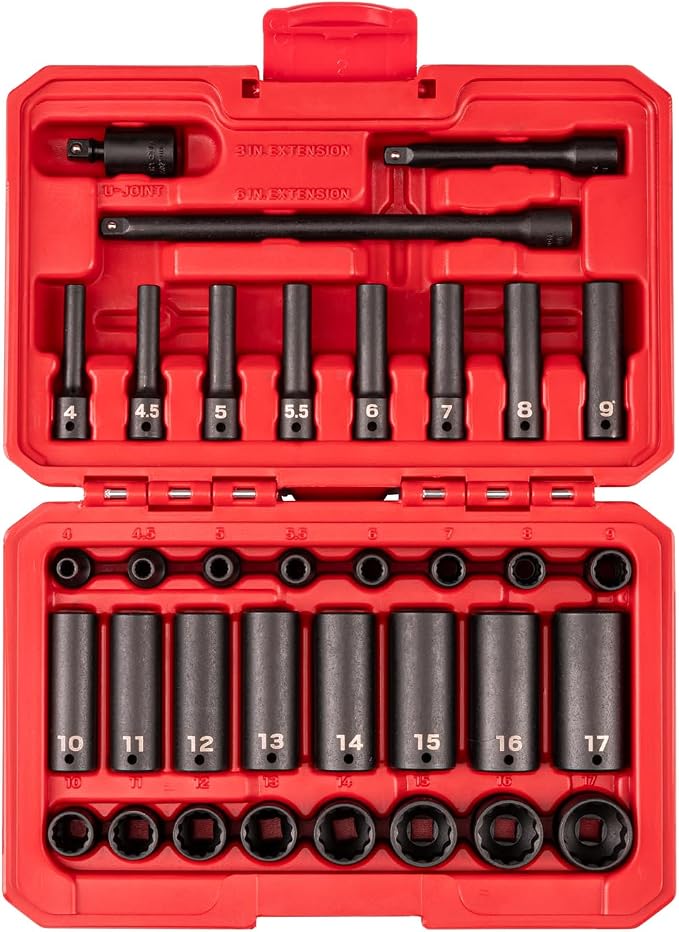 TEKTON 1/4 Inch Drive Impact Socket Set, 35-Piece | SID90405