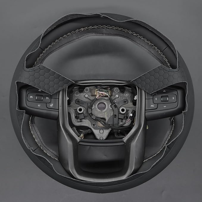 MEWANT DIY Stitching Car Steering Wheel Wrap Cover for GMC Sierra 1500 2019-2023 / Sierra 1500 Limited 2022 / Sierra 2500 2020-2024 / Sierra 3500 2020-2024 / Yukon (XL) 2021-2023 Accessories(3D Style)