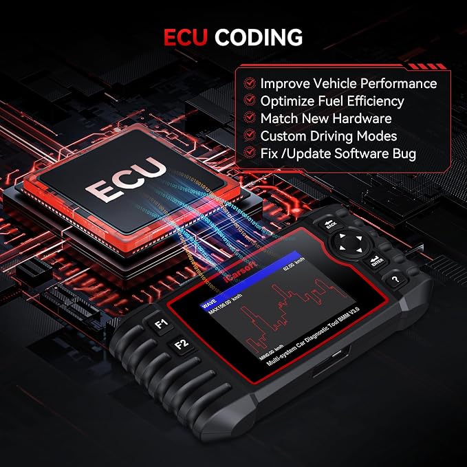 iCarsoft Bidirectional Diagnostic Tool for BMW/Rolls-Royce/Mini, BMM V3.0 All Resets/Battery Registration/ECU Coding Full System OBD2 Scanner for BMW Code Reader, Battery Test,Auto VIN-2025 Ver