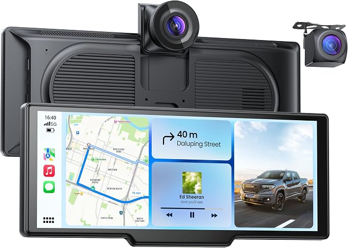 9.26" Portable CarPlay Screen for Apple Carplay & Android Auto with 4K Dash Cam & HD Backup Camera, Wireless Car Play with Strongest Bluetooth 5.2, OTA Updates, Voice Control, GPS Navigation