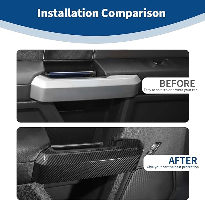 for F150 Inner Door Grab Handle Trim Cover Steering Wheel Panel Trim for Ford F150 2015-2020 Carbon Fiber Interior Accessories 5pcs