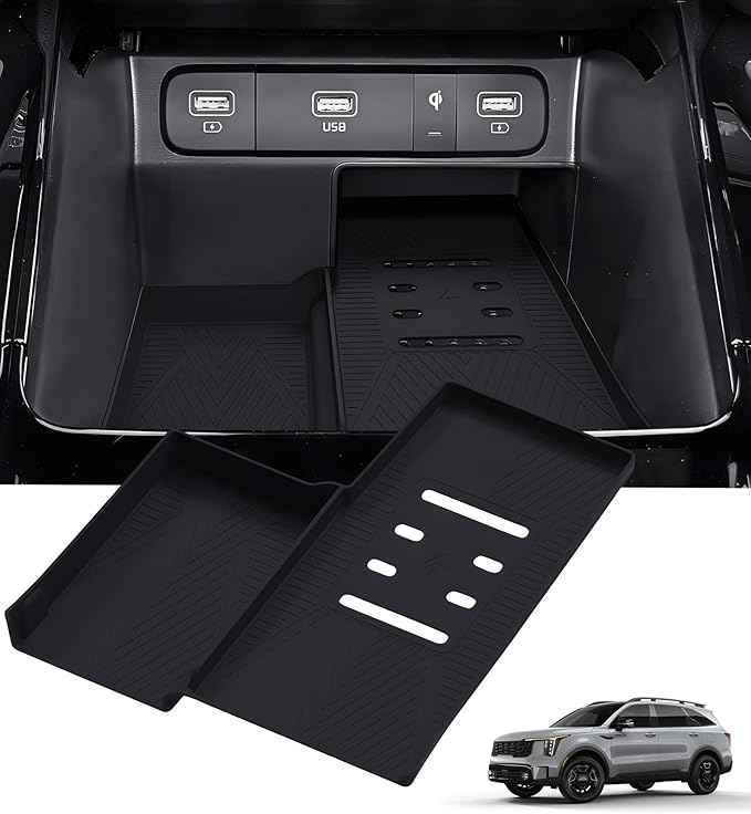 Wireless Charging Protective Mat for KIA Sorento 2026 2025 2024 2023 2022 2021, Center Console Interior Accessories Silicone Anti-Slip Wireless Charger Cover Pad for 2021-2026 Sorento, Black