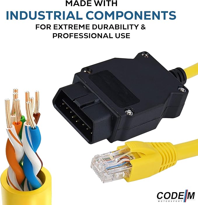 ENET Cable BMW + USB-C + USB A Adapter | OEM OBD2 for BMW F G i Series Coding | E SYS ISTA+ ICOM Bootmod3 Bimmercode Compatible | Heavy Duty Cable | For CarPlay Activation, OBD2 to Ethernet 3 in 1