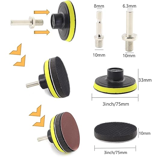 104PCS Car Headlight Restoration Kit - 3Inch Sanding Discs, Wool & Sponge Buffing Pads, Interface Pad for Car Washing, Cleaning, Waxing