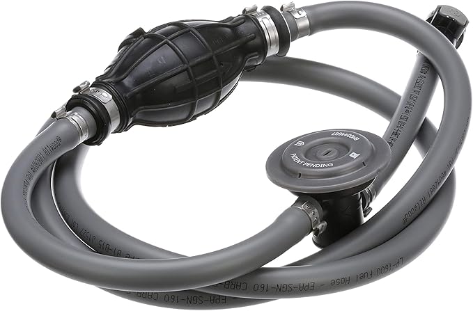Attwood Mercury Marine Fuel Line Kit, EPA Compliant, 6 Ft, 3/8-In Dia. Hose with Tank & Engine Fittings, includes Sprayless Connector (Tank-side Fitting), Primer Bulb, Fuel Demand Valve, 93806MUSD7