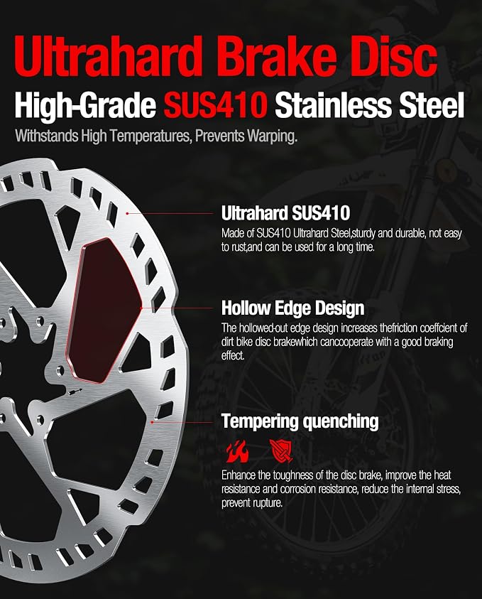 Heavy-Duty 203 mm Thickened Stainless Steel Front & Rear Brake Disc Rotor for Talaria Road Legal TL45, Sting Offroad TL3000 - Enhanced Cooling & Durability