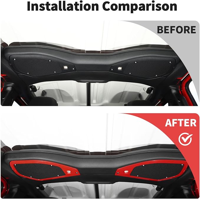 JWWY for Jeep JL Speaker Audio Player Trim Top & A Pillar Cover Trim for 2024-2025 Jeep Wrangler JL JLU & Gladiator JT 4xe Interior Accessories ABS 4PCS Red