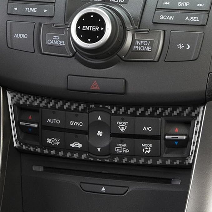 Black Soft Carbon Fiber car Interior Climate Control Panel 1/Piece Decorative Sticker Suitable for Acura TSX 09-14 Carbon Fiber car Interior