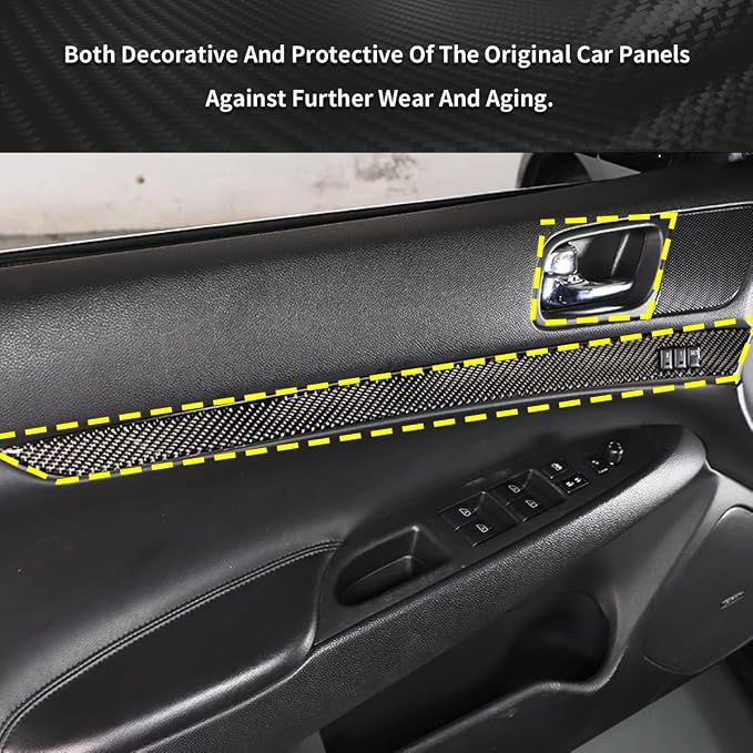 Real Soft Carbon Fiber Car Interior Door Panel/Door Handle Panel Inside the Vehicle Decorative Stickers,for Infiniti G Series 2007-2013,6PCS (Black)