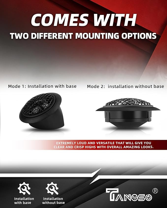 1 Inch Car Tweeters 300W Peak, Silk Dome Tweeter Speakers for Car Audio, 4 Ohm High Frequency Tweeters with Crossover, Surface/Flush Mount, Car Tweeters Pair for Clear Crisp Sound