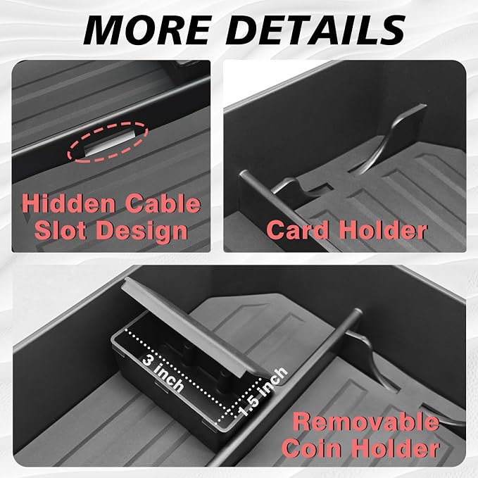 BestEvMod Center Console Organizer Tray Compatible with Tesla Cybertruck 2026 2025 2024 Accessories Pickup Armrest Storage Box (2PCS Upper + Lower Bundle)