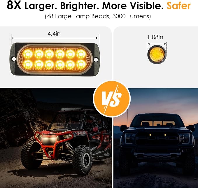 UTV Turn Signal Kit with 110dB Horn, Dual Row 12 LED Beads, Pre-Wired Plug and Play Rocker Switch, Universal Street Legal Blinker Kit Compatible with Polaris Can-Am Teryx CFMOTO