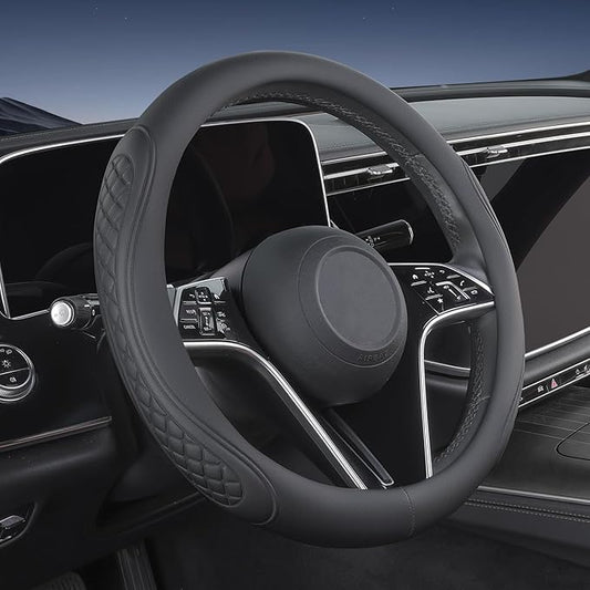 Leather Steering Wheel Cover Compatible with Mercedes Benz GLC 300 C300 GLE 350 450 GLA 250 GLB 250 E350 GLA GLB GLC GLK GLS CLA CLS A B C E S Class Sprinter Car Accessories, Black 2026