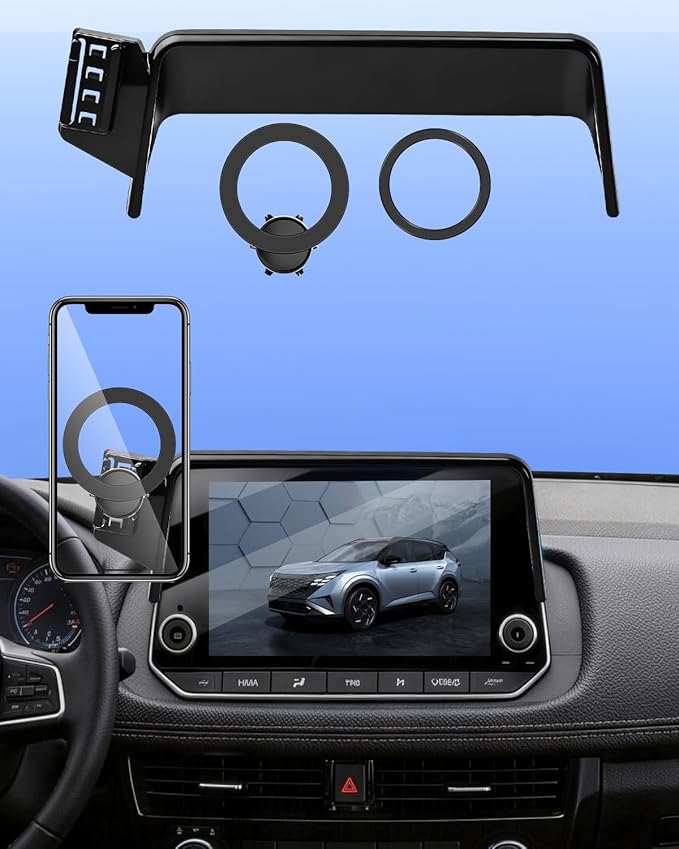 PZK Car Phone Holder for Nissan 2021-2025 Rogue/2020-2025 Sentra/2019-2025 Altima Accessories, Phone Mount for Rogue Sentra Altima 8-inch Screen Car Phone Mount Compatible with Magsafe 360° Rotation
