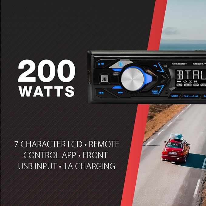 Dual Electronics XRM69BT 7-Character LCD Single DIN Car Stereo | Bluetooth Hands Free Calling & Music Streaming | Push to Talk Assistant | AM/FM Radio | USB Playback & Charging | Not a CD Player