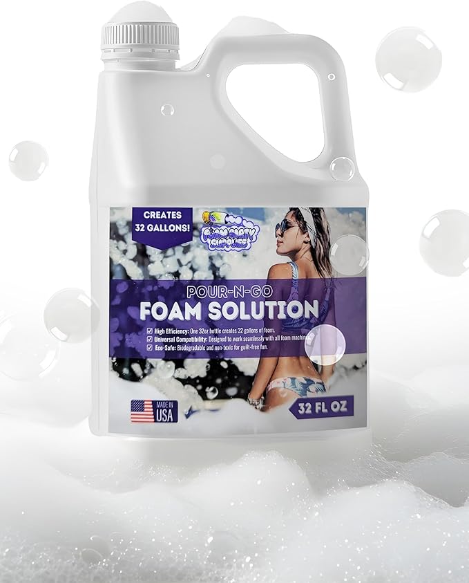 Foam Solution – Makes Up to 20 Gallons of Water – Ultra Concentrated, Non-Toxic & Hypoallergenic – Compatible with All Foam Machines for Parties & Events (20 Gallons)