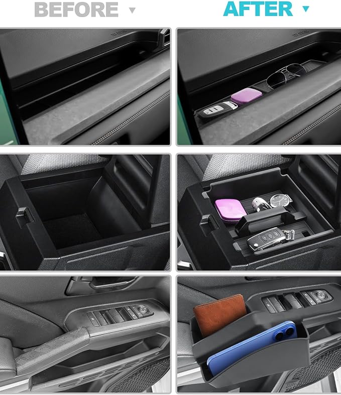 CDEFG 7Pcs for 2025 2026 Toyota 4Runner Center Console Organizer for 2026 Toyota 4Runner Accessories Middle Console & Front Row Passenger Side Storage Box & Cup Holders & Rear Door Storage Pockets