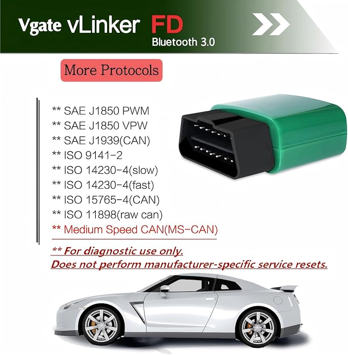 Vgate vLinker FD OBD2 Bluetooth Car Code Reader, OBD2 Diagnostic Scanner for Android & Windows