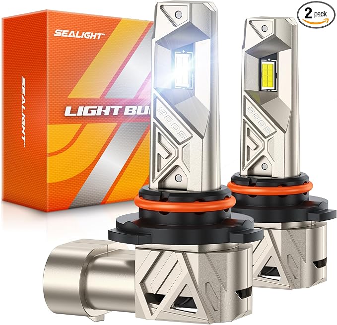 SEALIGHT 9005/HB3 LED Bulbs, 96000LM S6 Pro 9005 Bulb with 2026 8th LED-Chips, 80000H+ Lifespan HB3 Driving Light, 6500K White 1000% Bright Fog Light,1:1 Plug and Play, Pack of 2