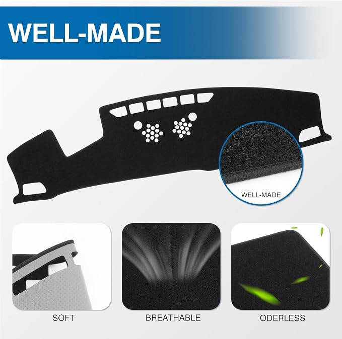 KUST Black Dash Cover for Hyundai Palisade 2020-2024 2025 (SE SEL) (with HUD) Non-Slip Dashboard Cover Polyester Center Console Dash Cover Interior Accessories for Palisade Custom Fit Dash Mat