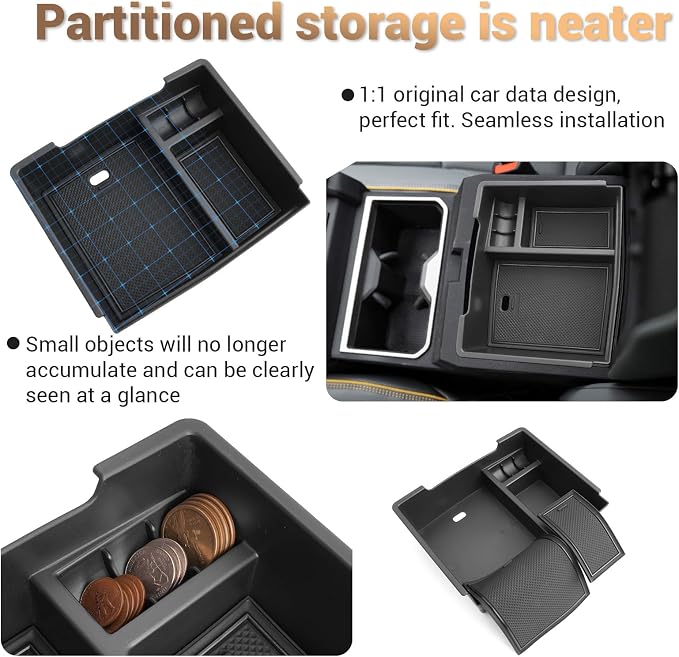 YEE PIN 2024-2025 Toyota Tacoma Center Console Organizer - Accessories for SR/SR5/TRD PreRunner/Sport/Off-Road/Limited/Trailhunter/Pro - Middle Console Insert Arm Rest Tray