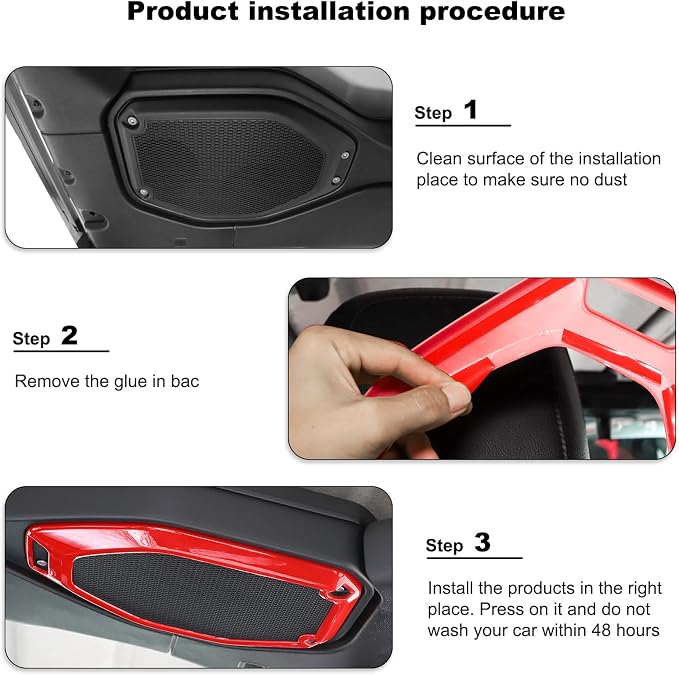 A Pillar Speaker Trim Cover & Roof Speaker Audio Trim Cover Ring Kit Decoration Interior Accessories for Jeep Wrangler JL JLU & Gladiator JT 2018-2022,Red