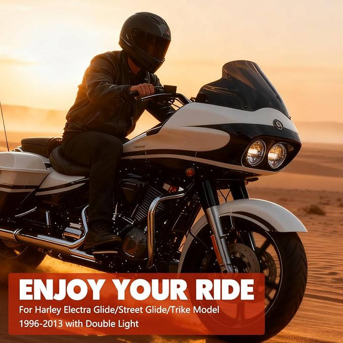 13" Wave Windshield Windscreen Compatible for 1996-2013 Harley Davidson Touring Road Glide EFI FLTRI/FLTR/FLTRU/FLTRXSE/FLTRXSE2/FLTRX/FLTRSEI for Road Glide Accessories, Smoke
