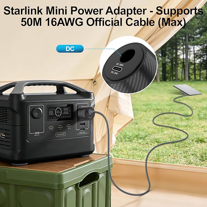 Starlink Mini Car Adapter with 3M Power Cable,2 in 1 Cigarette Lighter Adapter,Starlink Mini Step Up Booster[12-24V Input,36V/1.67A Output] Compatible with Car, RV,Truck,Boat
