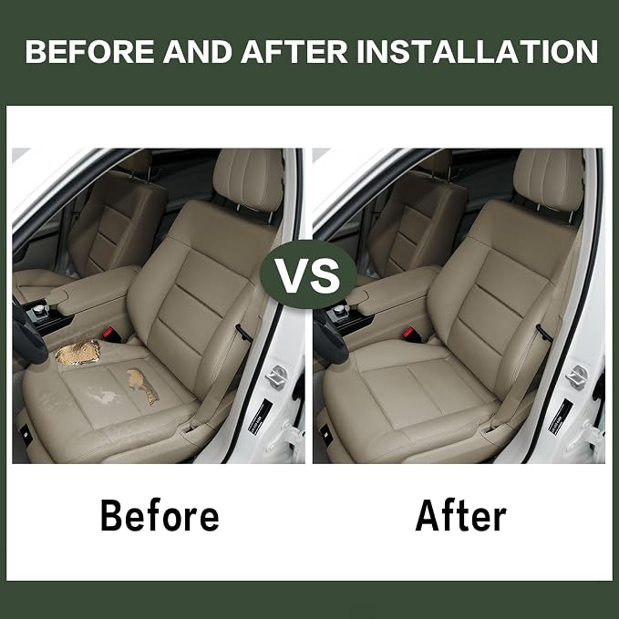 FZJDSD Tan Driver Side Bottom & Top Lean Back Perforated Microfiber Leather Seat Covers Compatible with Mercedes Benz E200 E250 E300 E350 2010 2011 2012 2013 2014 2015 2016