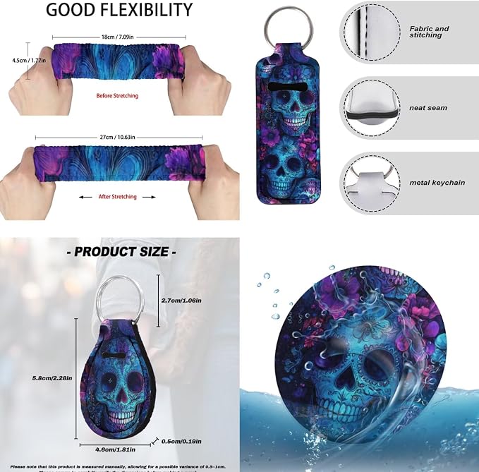 Skull Print Car Seat Cover Full Set with Floral Printed Car Accessories Set Included Car Steering Wheel Cover Seat Belt Protector Armrest Pad Cover Auto Rear View Mirror Protector