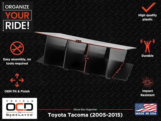 Vehicle OCD - Glove Box Organizer for Toyota Tacoma (2005-2015) - Made in USA - SLX101