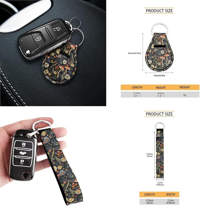 Car Accessories Car Seat Covers Full Set/Seatbelt Shoulder Pads/Coasters/Key Ring/Lipstick Holder for Women's Vehicle Decor(13 Pack), Vintage Mushroom Floral Dragonfly Print