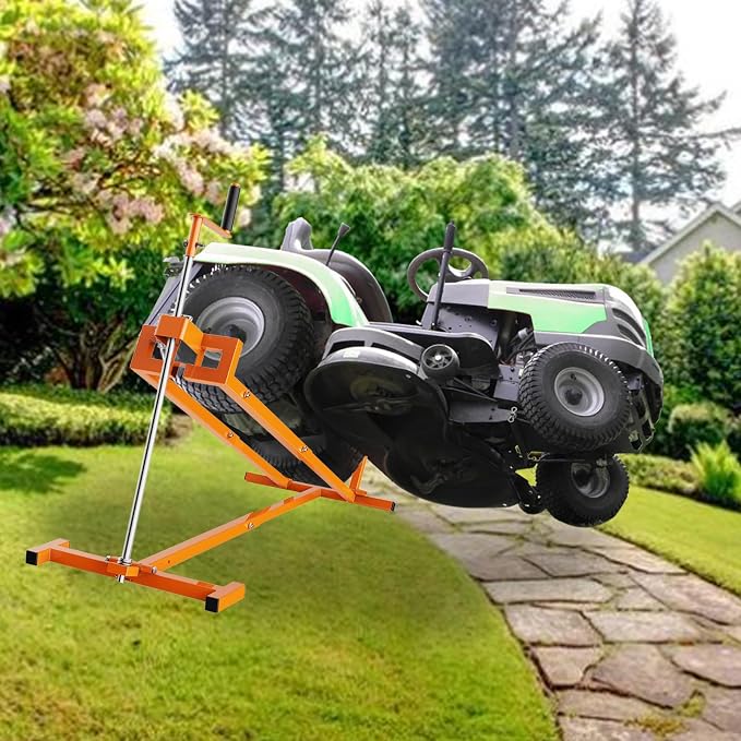 Lawn Mower Lift Jack - Lifting Platform 882 lbs Capacity for Lawn Mowers & GardenTractors with Manual & Power Tool Handles