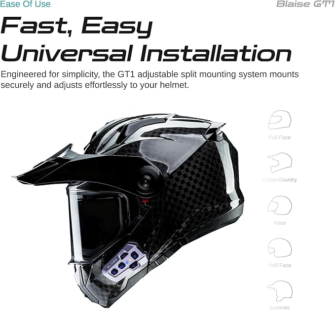 Blaise GT1 Motorcycle Helmet Bluetooth Headset Intercom 2 Riders Music Share Helmet Communication System IPX6 Waterproof (Upgraded-Violet)