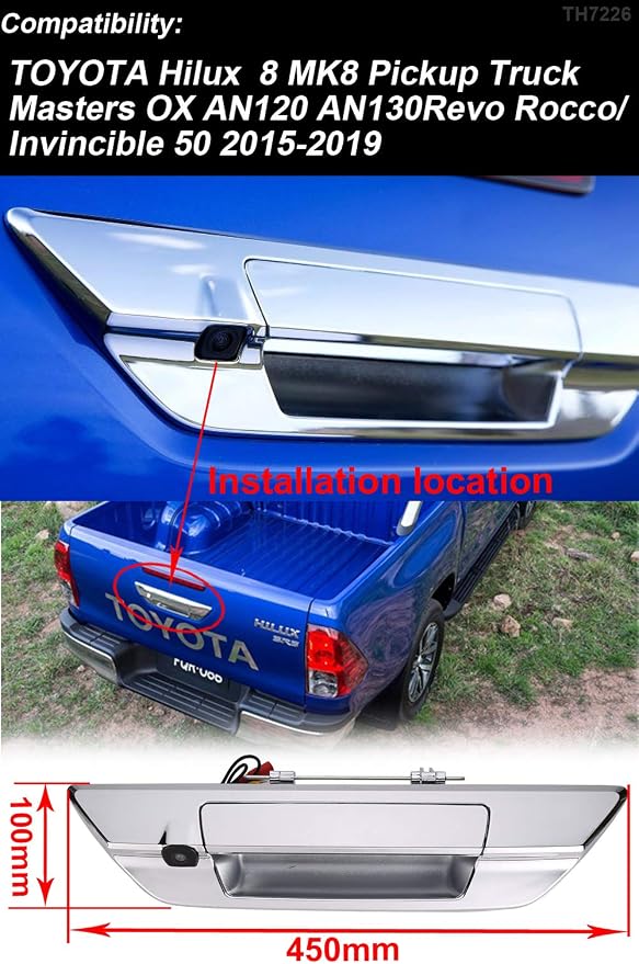 HD CCD Car Rear View Reverse Backup Camera Parking Vehicle Trunk Handle Camera Replacement for Toyota Hilux Revo Rocco Invincible 50 2015-2019
