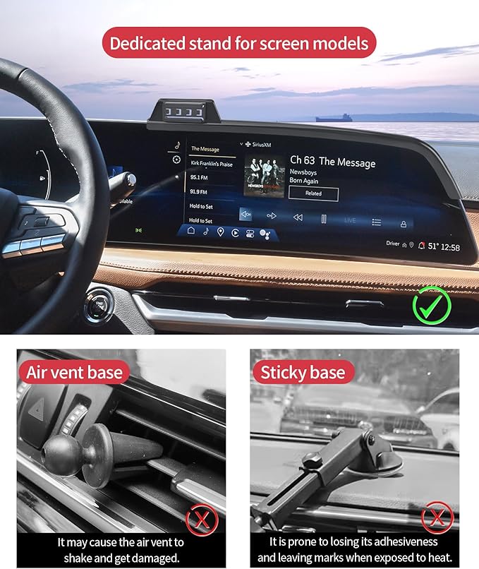 Wireless Charging Car Phone Holder for Cadillac Lyriq 2023-2025 / Optiq 2025 / XT4 2024-2025 / CT5 2025, 33" Screen Fixed Clip, 360° Rotation Car Phone Mount Compatible with MagSafe