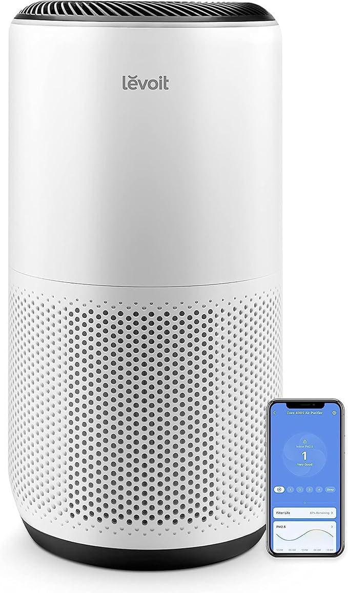 LEVOIT Air Purifiers for Home Large Room Up to 1980 Ft² in 1 Hr With Air Quality & LV-H128 Air Purifier Replacement, 3-in-1 Pre-Filter, Capture Dust Smoke Pollen, Activated Car