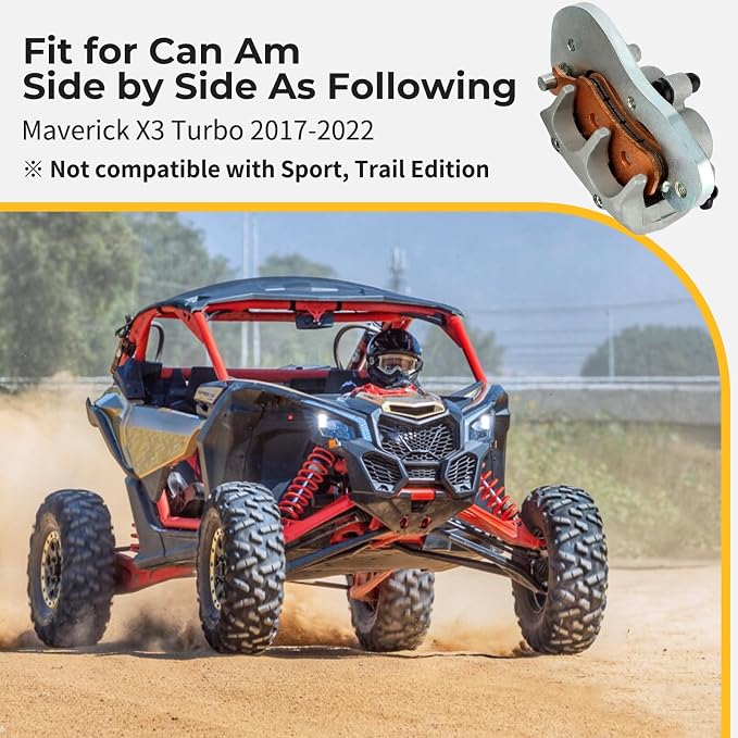 Rear Right Brake Caliper & Sintered Pads for Maverick X3 Turbo 2017-2022, MPN# 705601515 705601892