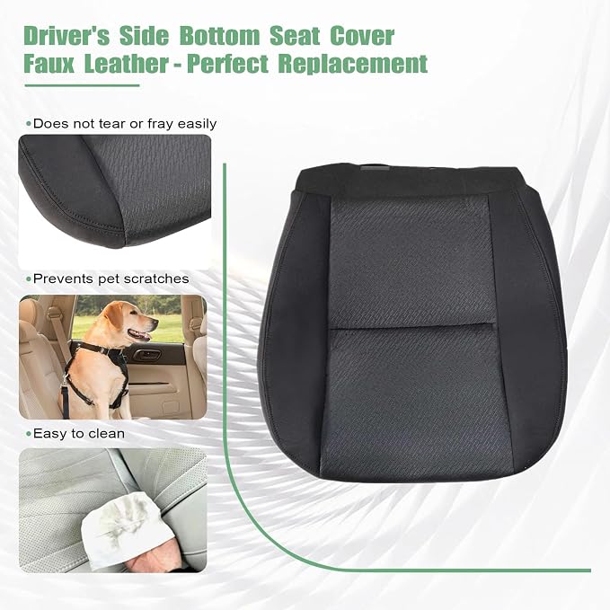 FZJDSD Black Driver & Passenger Side Bottom & Top Lean Back Cloth Seat Covers Compatible with Chevy Silverado Tahoe Suburban Avalanche GMC Sierra Yukon 2007 2008 2009 2010 2011 2012 2013 2014