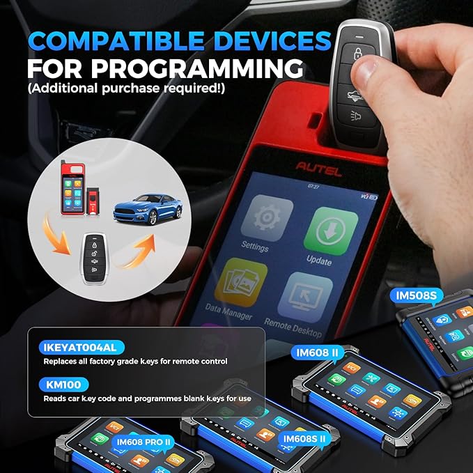 2026 Autel MaxiIM IKEYAT004AL Programmable Blank Key, 360° 130FT Remote, 4 Buttons Universal Fob Replacement for 700+ Vehicle, Air Suspension, Work with Autel KM100, IM508S, IM608 PRO II