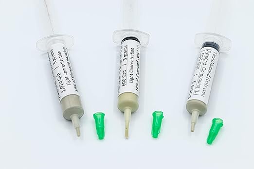TechDiamondTools Kit of 3 Diamond Lapping Paste Polishing Compound USA Made 600 1050 1500 Grit Lapping Compound for Rock Glass Metal Jewelry Resin Marble with 10% of Diamond Powder