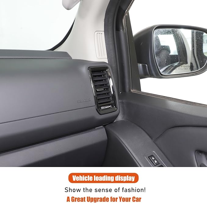 Daeiclru Car Center Console Air Outlet Trim Cover Compatible with Nissan Frontier 2022 2023 2024, ABS Center Console Side Air Outlet AC Vent Protect Cover Frame Accessories (Glossy Black)