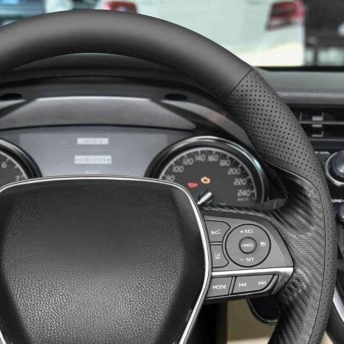 MEWANT Steering Wheel Cover for Toyota RAV4 2019-2024/Camry 2018-2024/Corolla 2020-2024/Avalon 2019-2022 Hand-Stitched Steering Wheel Wrap