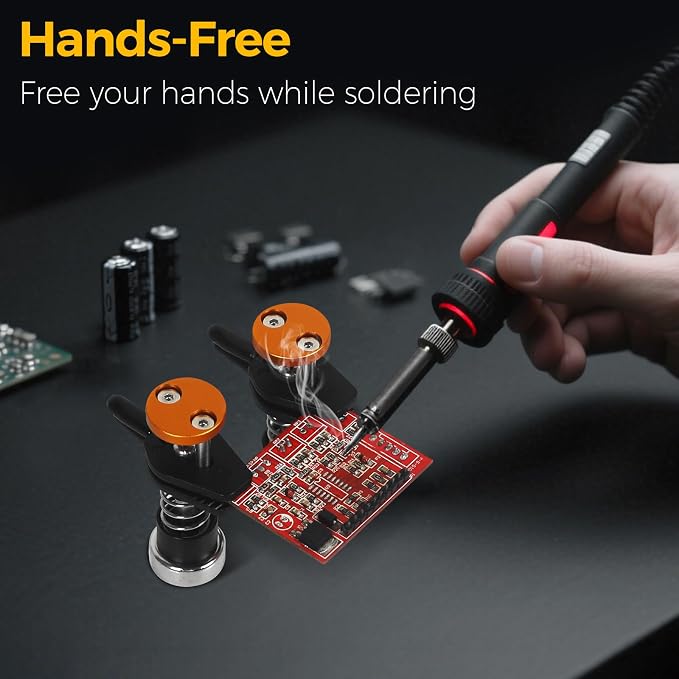 NOEVSBIG Magnetic Helping Hands Clamp Metal Adjustable Third Hand Soldering Holder Stand For Small Electronics, Hobby DIY Craft, PCB Repair, Precise Work, Exclusive Dual-Head Ultra-Grip