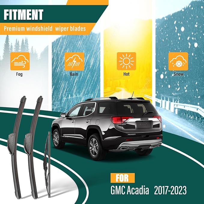 Windshield Wiper Blades Replacement for GMC Acadia 2017 2018 2019 2020 2021 2022 2023,Original Equipment Replacement Front Rear Wiper Blade Set - 24" 20" 10" (Set of 3)