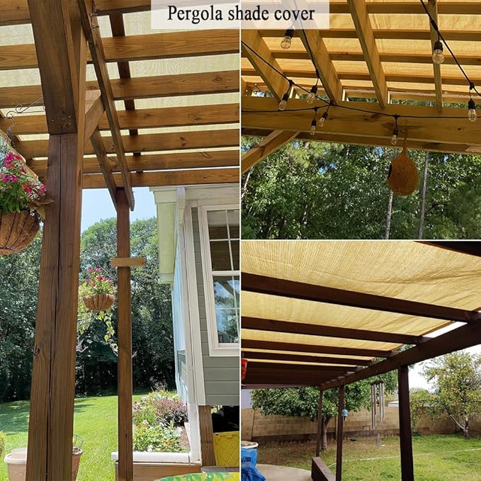 90% Shade Cloth for Patio, 6X15 FT Pergola Shade Cover, Breathable Sun Shade Fabric for Beach, Deck, Porch, Gazebo, Carport, Outdoor Sunshade Screen for Garden, Balcony, Pool.