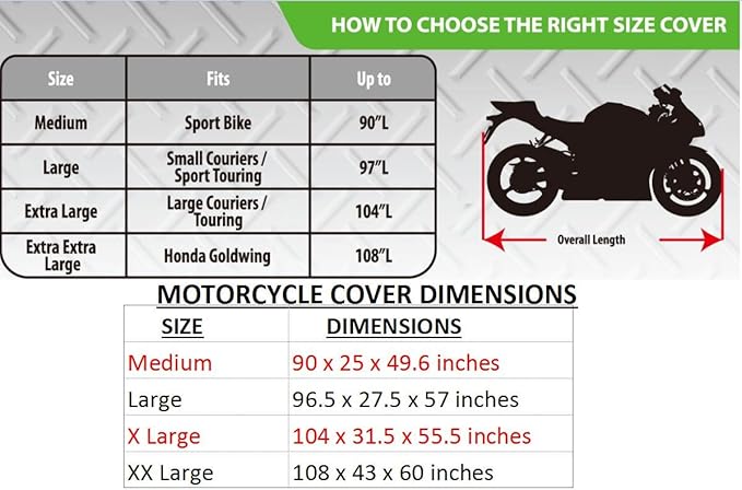 Nuzari Premium Motorcycle Cover - Motorcycle Covers Waterproof Outdoor Storage - Harley Davidson Motorcycle Cover - Bike Covers - Motorcycle Accessories XXL